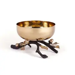 شاخه بلوط ظرف فلزی C4 قهوه ای - ظرف طلایی