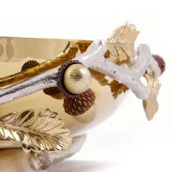 شاخه بلوط ظرف فلزی C5 (شاخه B) شاخه نقره ای - ظرف طلایی