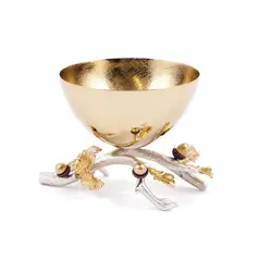 شاخه بلوط ظرف فلزی B3 نقره ای - ظرف طلایی