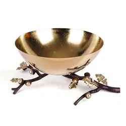 شاخه بلوط ظرف فلزی بلوط B4 قهوه ای - ظرف طلایی