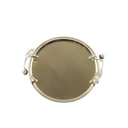 سینی بلوط فلزی گرد 30 سانت نقره ای - ظرف طلایی
