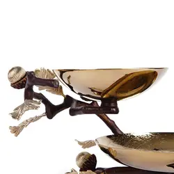 دیس دو طبقه بلوط کوچک قهوه ای - ظرف طلایی