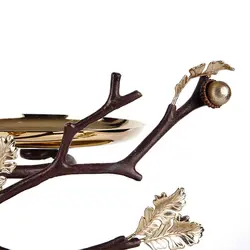 دیس دو طبقه بلوط بزرگ (لبه دار) قهوه ای - طلایی