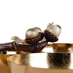 نقل خوری سه تایی بلوط (بزرگ) قهوه ای - ظرف طلایی