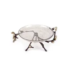 شیرینی خوری شیشه ای بلوط 30 سانت قهوه‌ای