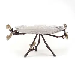 شیرینی خوری شیشه ای بلوط 30 سانت قهوه‌ای