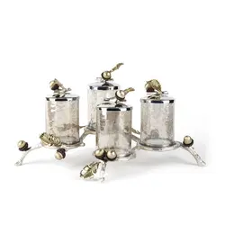 جای ادویه بلوط درب نقره ای