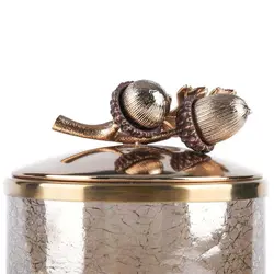 بانکه شیشه ای دردار کوچک بلوط درب طلایی