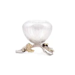 گلدان شیشه ای بلوط شاخه نقره ای - شیشه شامپاینی