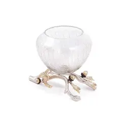 گلدان شیشه ای بلوط شاخه نقره ای - شیشه شامپاینی