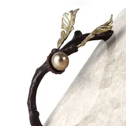 سینی سنگی بلوط 40x24 شاخه قهوه ای - سنگ خاکستری