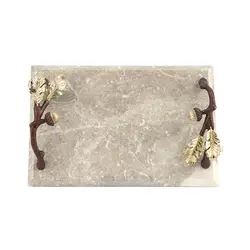 سینی سنگی بلوط 40x24 شاخه قهوه ای - سنگ خاکستری