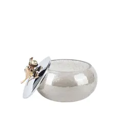 ظرف شیشه ای دردار C3 بلوط درب نقره‌ای