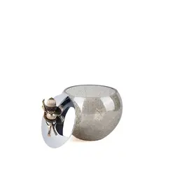 ظرف شیشه ای دردار B2 بلوط درب نقره‌ای