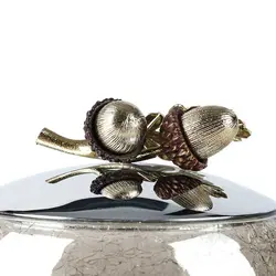 ظرف شیشه ای دردار C2 بلوط درب نقره‌ای