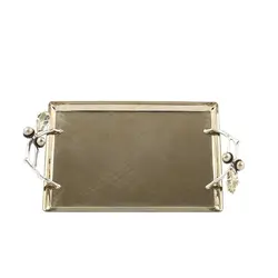 سینی بلوط فلزی مستطیل متوسط نقره ای - ظرف طلایی