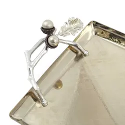 سینی بلوط فلزی مستطیل متوسط نقره ای - ظرف طلایی