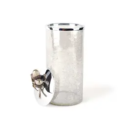 بانکه شیشه ای دردار بزرگ بلوط درب نقره‌ای