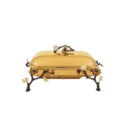 سوفله خوری  مستطیل متوسط آنیکا - شاخه قهوه ای - ظرف طلایی