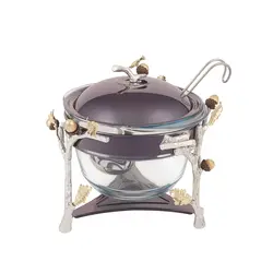 ظرف سوپ خوری بزرگ بلوط-شاخه نقره ای-ظرف دودی