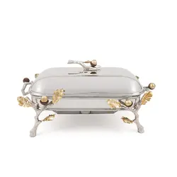 سوفله خوری  مستطیل متوسط بلوط - شاخه نقره ای - ظرف نقره ای