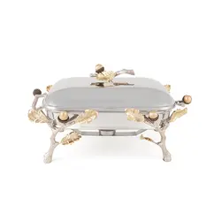 سوفله خوری  مستطیل کوچک بلوط - شاخه نقره ای - ظرف نقره ای