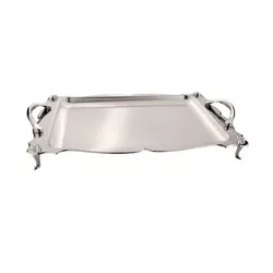 سینی دسته ساده کوچک لب کنگردار پایه دار کف گلدار کد 500.5