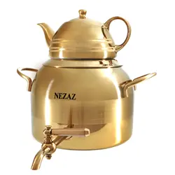 نزاز کتری و قوری طرح ترک خطی تا طلایی کد 3044