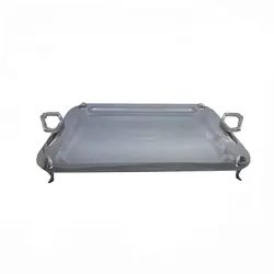 سینی دسته نگینی نقره ای پایدار کوچک دور ساده کف گلدار کد 320/5