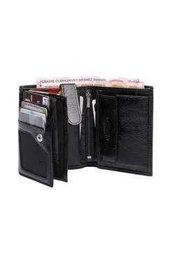 کیف پول مردانه چرم طبیعی نرم با سکه و محفظه های کارتی فراوان - 1831