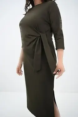 لباس مجلسی زنانه سایز بزرگ با جزییات کراوات 5274-25 - 1326