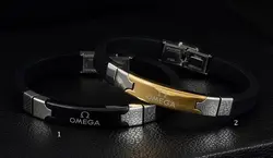 دستبند مردانه چرم و استیل