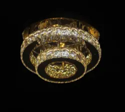 لوستر مدرن کریستالی سقفی 2 حلقه