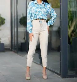 شومیز یقه مردانه کمربند دار-کد5