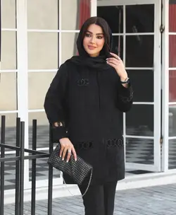 مانتو مجلسی کارشده مخمل شانل