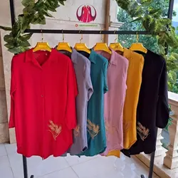 مانتو ابروبادی گلدوزی شده گندم کد ۰۲۱۱۰۶۳