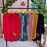 مانتو ابروبادی گلدوزی شده گندم کد ۰۲۱۱۰۶۳