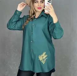 مانتو ابروبادی گلدوزی شده گندم کد ۰۲۱۱۰۶۳