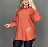 مانتو ابروبادی گلدوزی شده گندم کد ۰۲۱۱۰۶۳