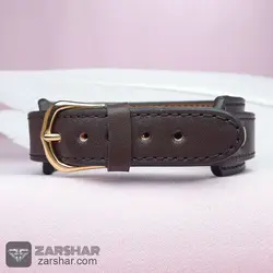 دستبند چرمی عقیق قرمز وان یکاد قاب نقره دست‌ساز