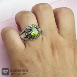 انگشتر زبرجد مردانه چنگ دار