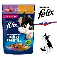 پوچ گربه فلیکس پورینا طعم مرغ و بره در ژله 75 گرم – روس نویس