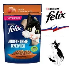پوچ گربه فلیکس پورینا طعم مرغ و گوجه در ژله 75 گرم – روس نویس