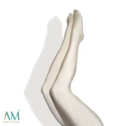 جوراب شلواری رنگ پا نگین‌دار (نگین طلایی) ابرا مد