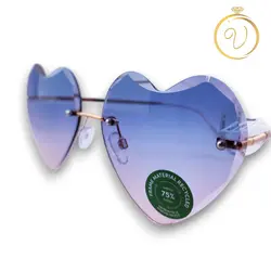 عینک آفتابی زنانه فریم قلبی آبی با عدسی سایه روشن مدل Love - six