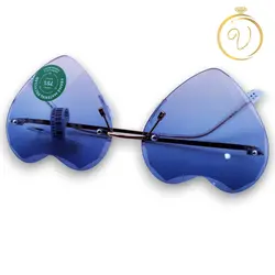 عینک آفتابی زنانه فریم قلبی آبی با عدسی سایه روشن مدل Love - six