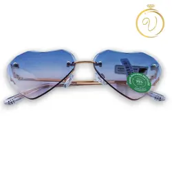 عینک آفتابی زنانه فریم قلبی آبی با عدسی سایه روشن مدل Love - six
