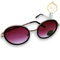  عینک آفتابی زنانه گرد مشکی با جزئیات طلایی و عدسی بنفش مدل Retro Chic - six