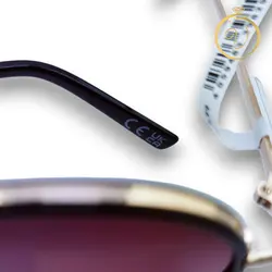  عینک آفتابی زنانه گرد مشکی با جزئیات طلایی و عدسی بنفش مدل Retro Chic - six