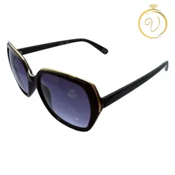  عینک آفتابی زنانه مشکی با جزئیات طلایی و عدسی دودی سایز بزرگ مدل Glam - six